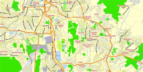 Kuala Lumpur Pdf Map Vector Malaysia Eng City Plan Editable Map