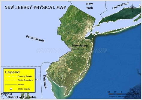 Physical Map Of New Jersey Check Geographical Features Of The New