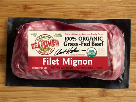 Organic Grass Fed Filet Mignon Steaks 12 Oz Eel River Organic Beef