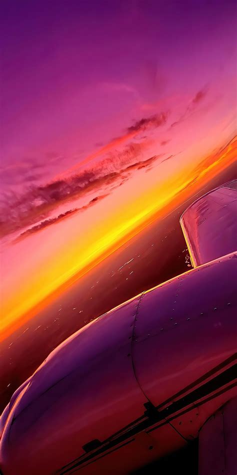 1080x2160 Synthwave Sunset Plane View 4k One Plus 5thonor 7xhonor