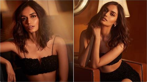 Manushi Chhillar Sets Our Screens On Fire In Smoking Hot Black Bralette And Skirt Fashion