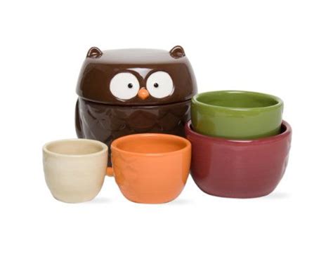 Autumn Owl Measuring Cup Set Of 5 With Lid Measuring Cups Set Owl Kitchen Owl