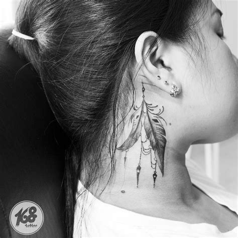 Feather On Neck Tattoo Feather Neck Tattoo Tattoos Side Neck