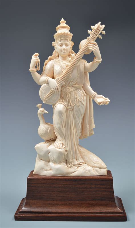 Antique Indian Ivory Figure Of Saraswati Date Late 19th Early 20th