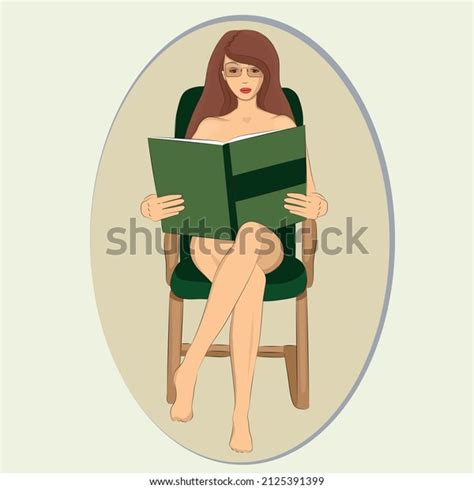Naked Girl Reading Book Green Armchair Stock Vector Royalty Free 2125391399 Shutterstock
