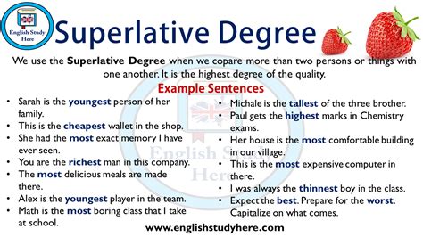 Read on to see how each one functions. Superlative Degree - English Study Here