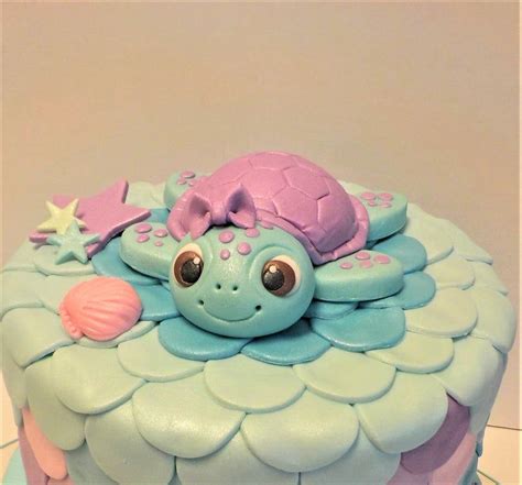 Fondant Sea Turtle Cake Topper 1st Birthday Baby Shower Flower Etsy