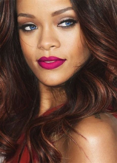 Rihanna Deep Plum Lips Prom Makeup For Brown Eyes Lipstick For Dark