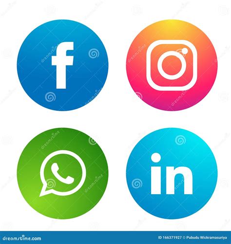 Set Of Popular Social Media Logos Icons Instagram Facebook WhatsApp Linkedin Element Vector