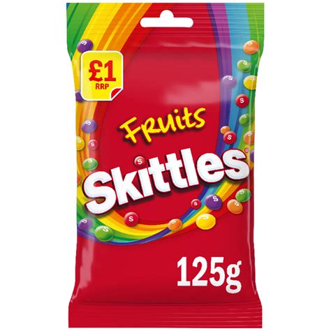 Skittles Vegan Chewy Sweets Fruit Flavoured Treat Bag 125g Pmp £1 Sharing Bags And Tubs