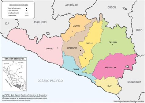 Mapa De Arequipa Provincia Municipios Turístico Y Carreteras De