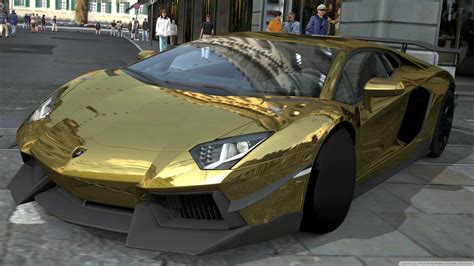 🥇 Gold Chrome Gran Turismo Lamborghini Aventador Wallpaper 111975