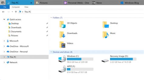Your Key Windows 10 Apps Are Getting Tabs Starting With File Explorer