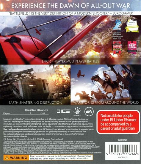 Battlefield 1 Cover Or Packaging Material Mobygames