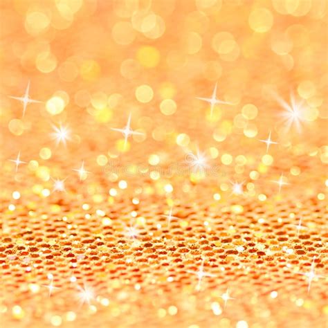Christmas Gold Blinking Background Bokeh And Stars Stock Image Image