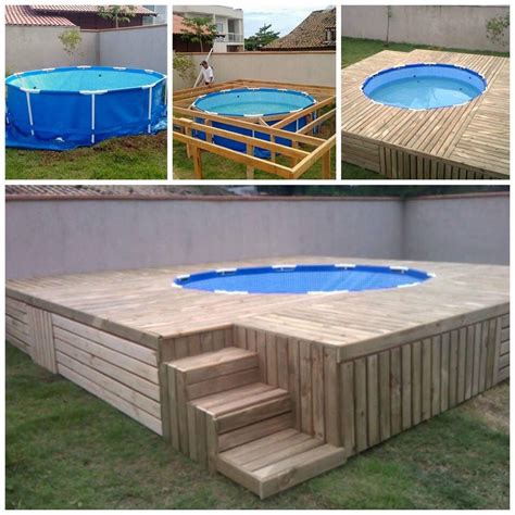 Home Made Pool Pallet Pool Swimming Pool Decks In Ground Pools