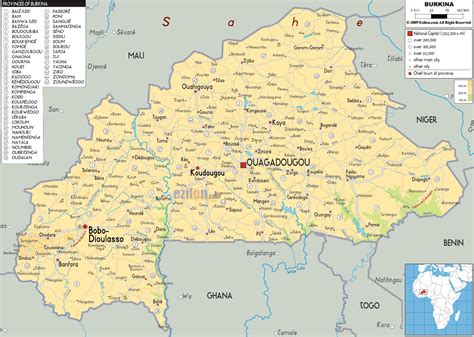 Physical Map Of Burkina Faso Ezilon Maps