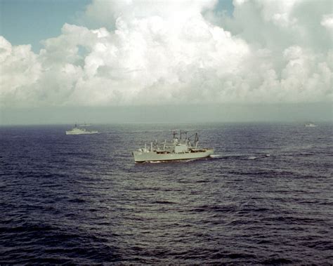 An Aerial Port Bow View Of The Amphibious Cargo Ship Uss Mobile Lka