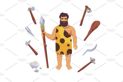 Stone Age Man With Wooden Tools Creative Daddy