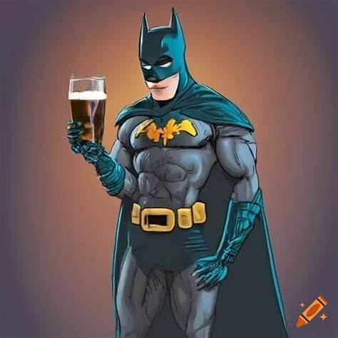 Satirical Portrayal Of Batman Holding A Beer On Craiyon