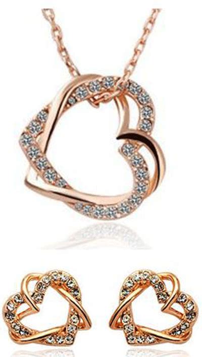 18k Gold Plated Austrian Crystal Heart Jewelry Set Ma 233