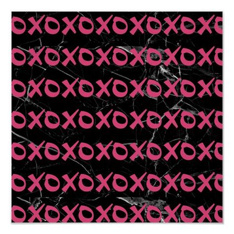 Cute Girly Hot Pink Black Marble Xoxo Hugs Kisses Poster Zazzle In