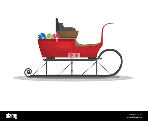 Santa S Christmas Sled With Gifts Isolated On White Flat Style Stock