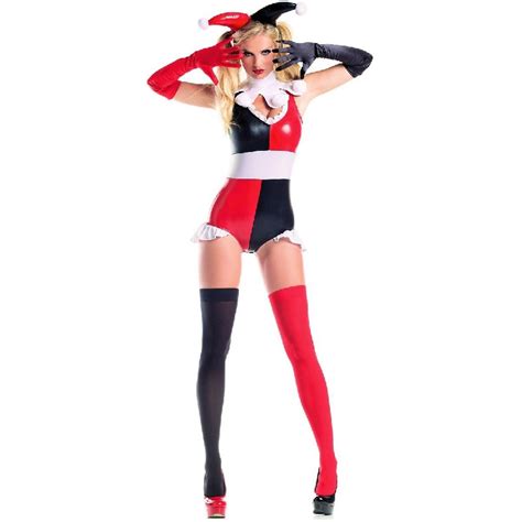 Plus Size Xs 3xl Sexy Harley Quinn Clowns And Circus Costume Adult Latex Catsuit Women Faux