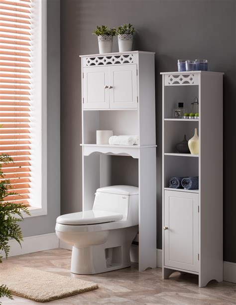 Lichfield 2 Piece Bathroom Storage Set White Wood Tower Cabinet