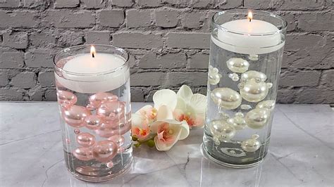 1544 Beautiful Vases With Floating Candles Pearls And Water Beads