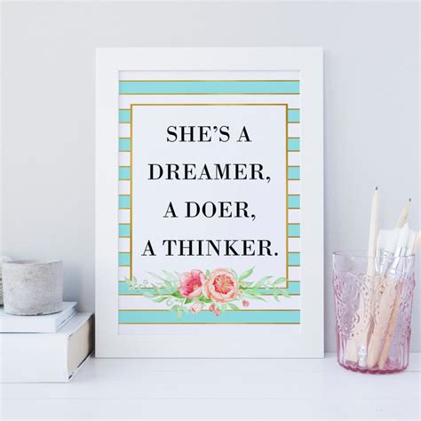 Shes A Dreamer A Doer And A Thinker Print Pastel Blue Etsy