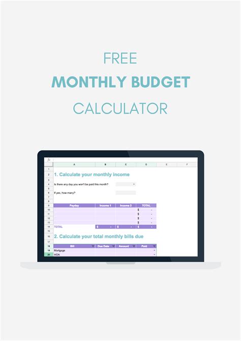 How To Create A Monthly Budget Free Calculator