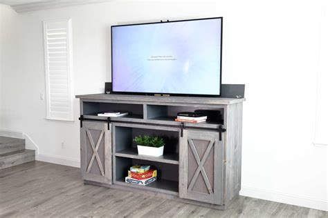 How To Build A Diy Farmhouse Media Console With A Tv Lift Thediyplan