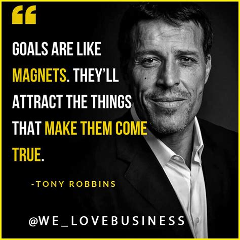 A Black And White Photo With A Quote From Tony Robbins That Says Goals