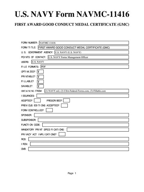 Fillable Online Us Navy Form Navmc 11416 Usa Federal Fax