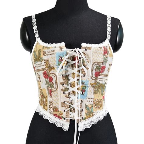 Floral Print Garden Lace Up Overbust Corset Top Crop For Women
