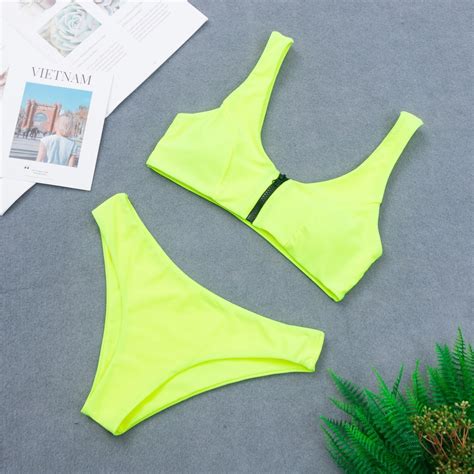 2020 Summer Bathing Suit Women Bathers Bandeau Swimsuit Push Up Swimwear Women Biquini Neon