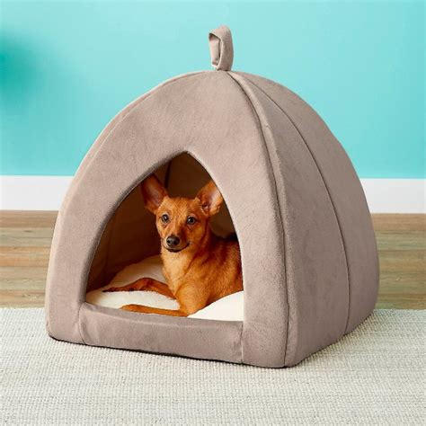 Frisco Tent Covered Cat And Dog Bed Sandy Beige Large
