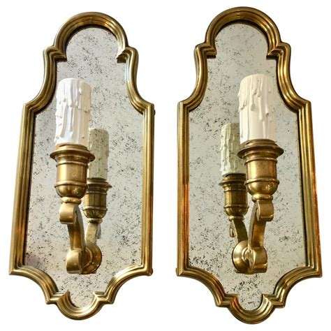 Hollywood Regency Style Sussex Brass And Mirror Candle Wall Sconce