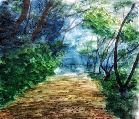 Misty Forest Painting By Anjum Sathi Fine Art America