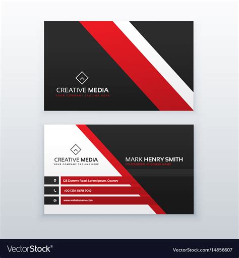 Red And Black Professional Business Card For Your Vector Image
