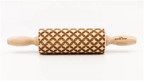 No R212 Geometric 9 Pattern Rolling Pin Engraved Rolling Rolling