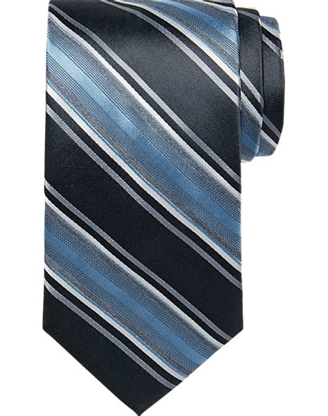 Awearness Kenneth Cole Light Blue And Gray Stripe Narrow Extra Long Tie