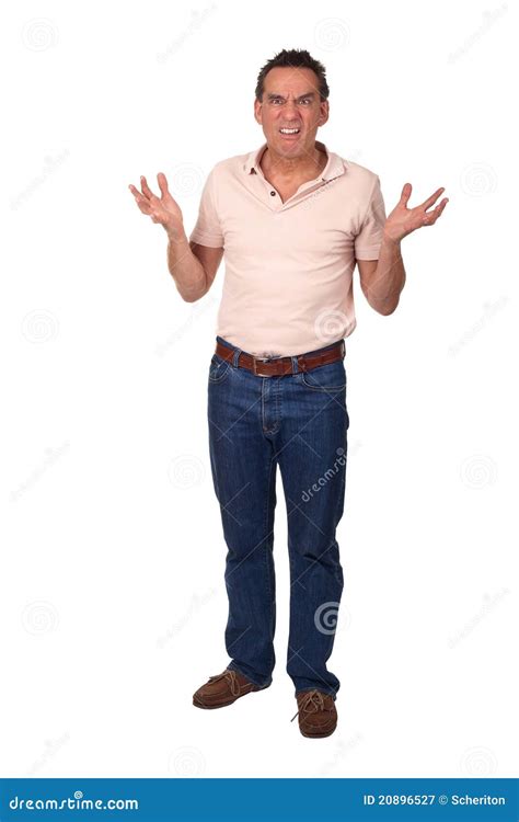 Angry Frowning Man Holding Up Hands In Horror Royalty Free Stock Photo