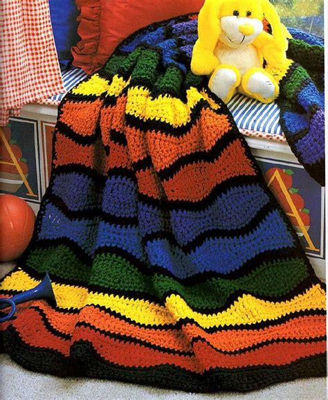 Easy Blanket Pattern Crochet A Rainbow Afghan Pattern In 2020 Easy