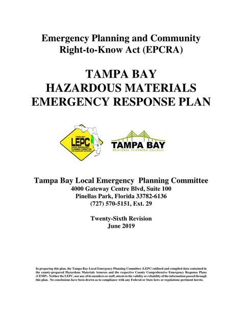 Tampa Bay Hazardous Materials Emergency Response Plan Docslib