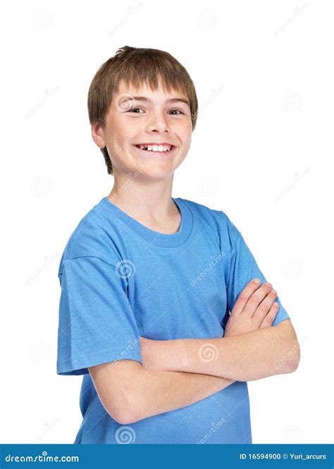 Happy Small Boy Standing With Folded Hand Stock Photo Image Of Happy