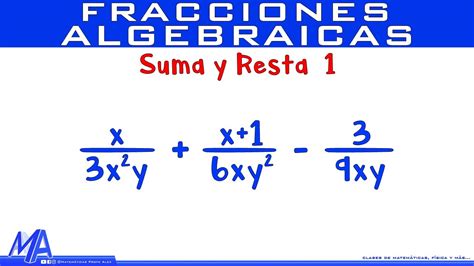 Suma Y Resta De Fracciones Algebraicas Ejemplo YouTube