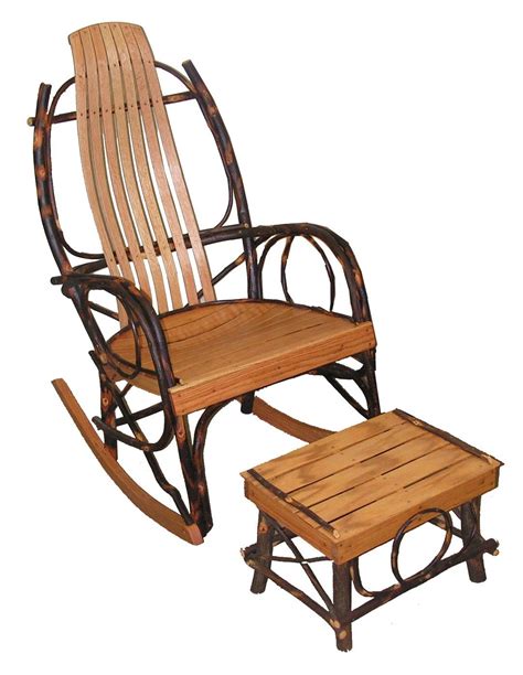 Amish Bentwood Rocker In Hickory And Oak W Matching Foot Stool Rustic
