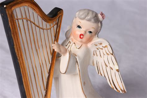 Art And Collectibles Vintage Angel Figurine With Pink Harp Mid Century